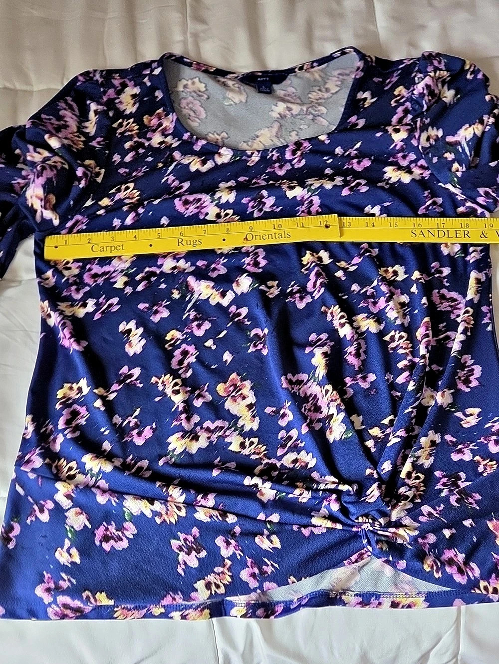 APT. 9 Floral Long Sleeve Tunic Blue & Pink Size 9 - Picture 7 of 8